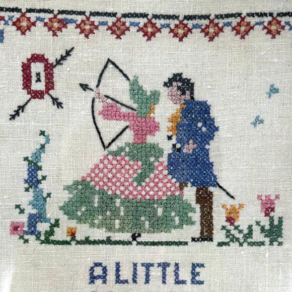 Hand Wrought Counted Cross Stitch Professionally Framed Vintage 18 1/2"x 15" - Picture 4 of 4